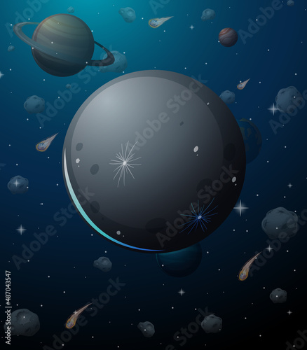 Moon planet on space background