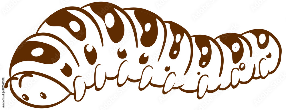Fotografie Caterpillar in doodle simple style on white background