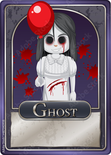 Ghost girl character game card template
