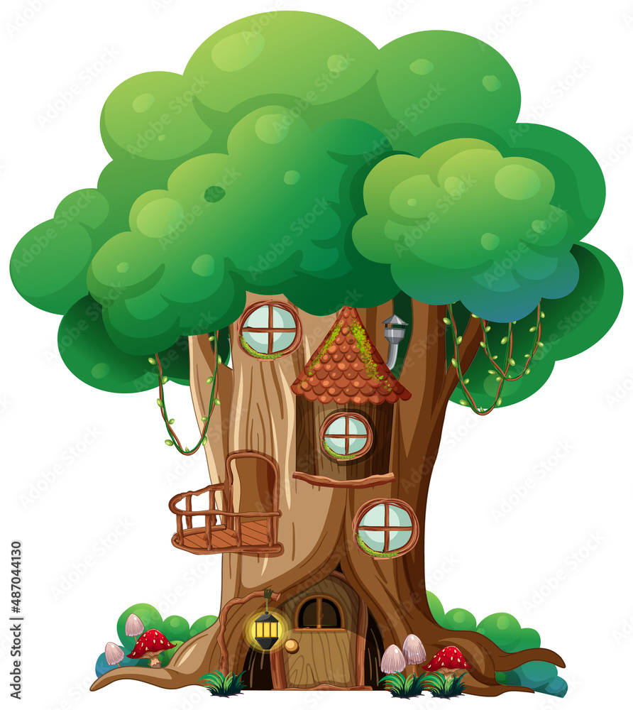 Fotografie Isolated fantasy tree house on white background