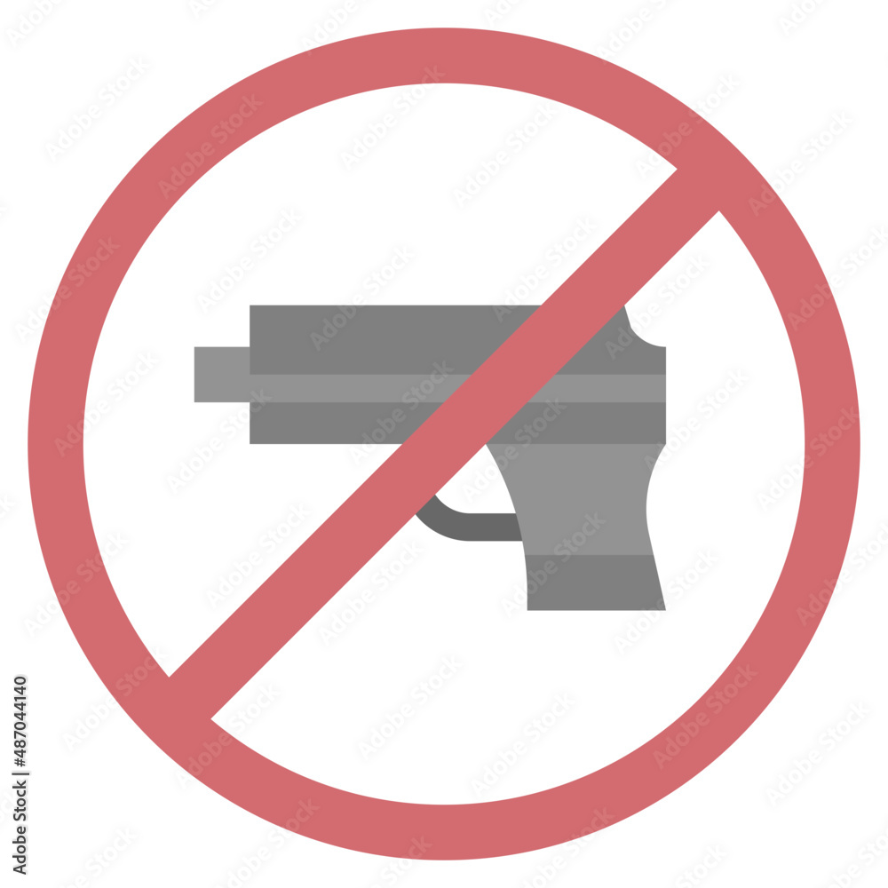 NO WEAPONS flat icon,linear,outline,graphic,illustration NO WEAPONS flat icon,linear,outline,graphic,illustration