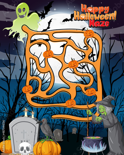 Maze game template in Halloween theme