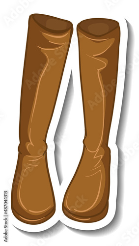 A sticker template with women's boots isolated