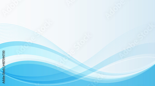 Abstract blue and white wave background. Modern simple transparent flowing wave lines vector graphic design. Smooth wave banner template. Suit for poster, brochure, website, flyer, banner