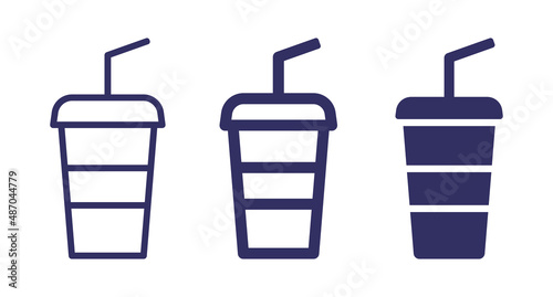 Soda cup with straw icon design. Drink icon set.