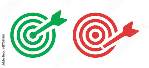 Target icon. Target with arrow icon set isolated on white background.