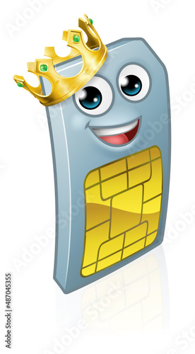 Mobile Phone King Sim Card Cartoon Mascot