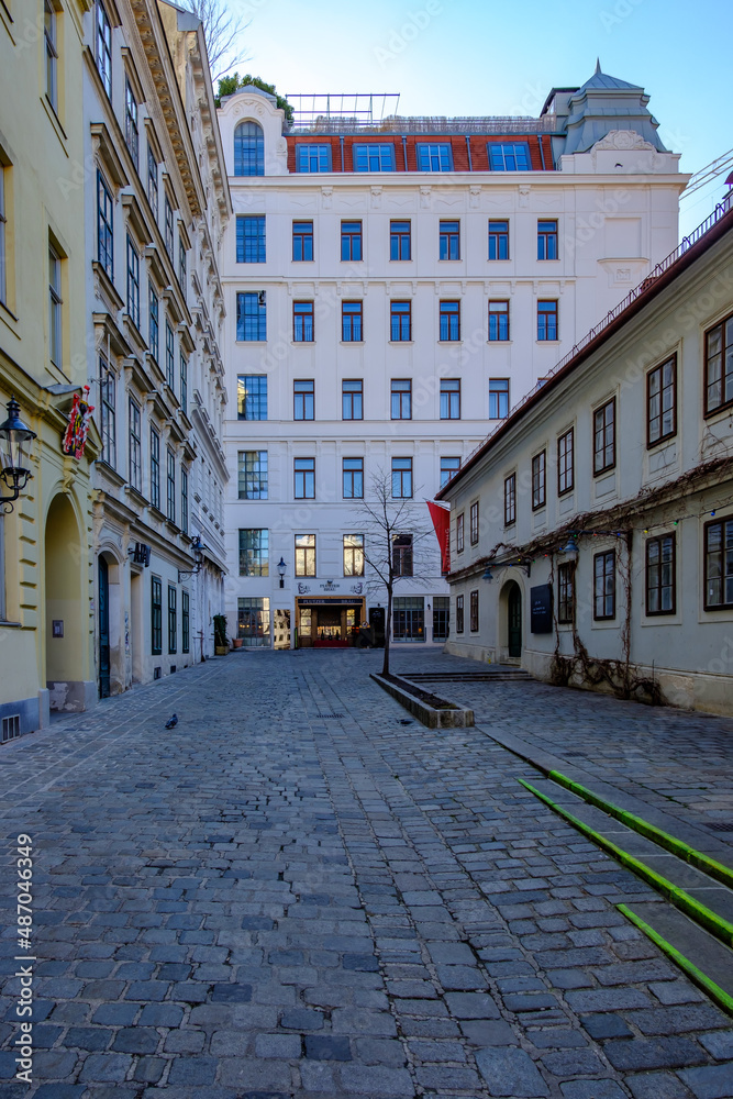 street schrankgasse at the area spittelberg in the old town of vienna, austria