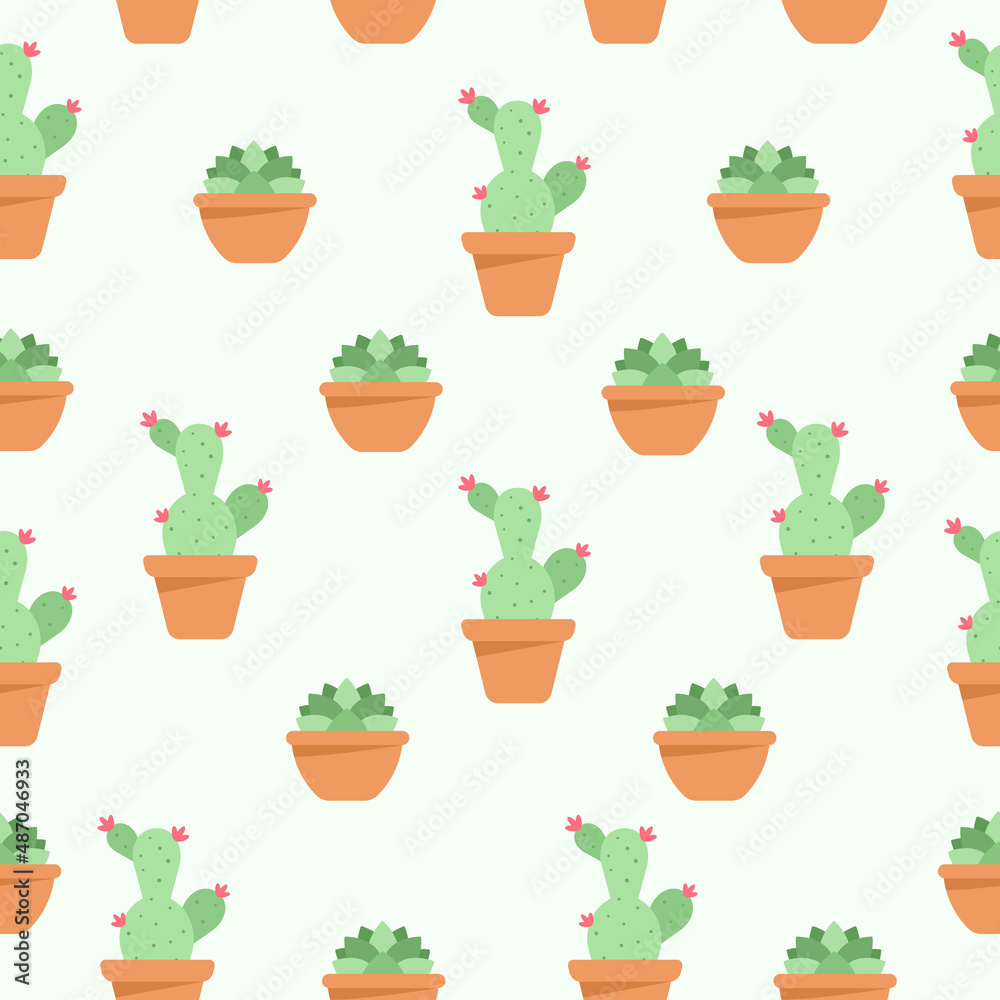 Cactus seamless vector pattern illustration. Cactus seamless vector pattern illustration.