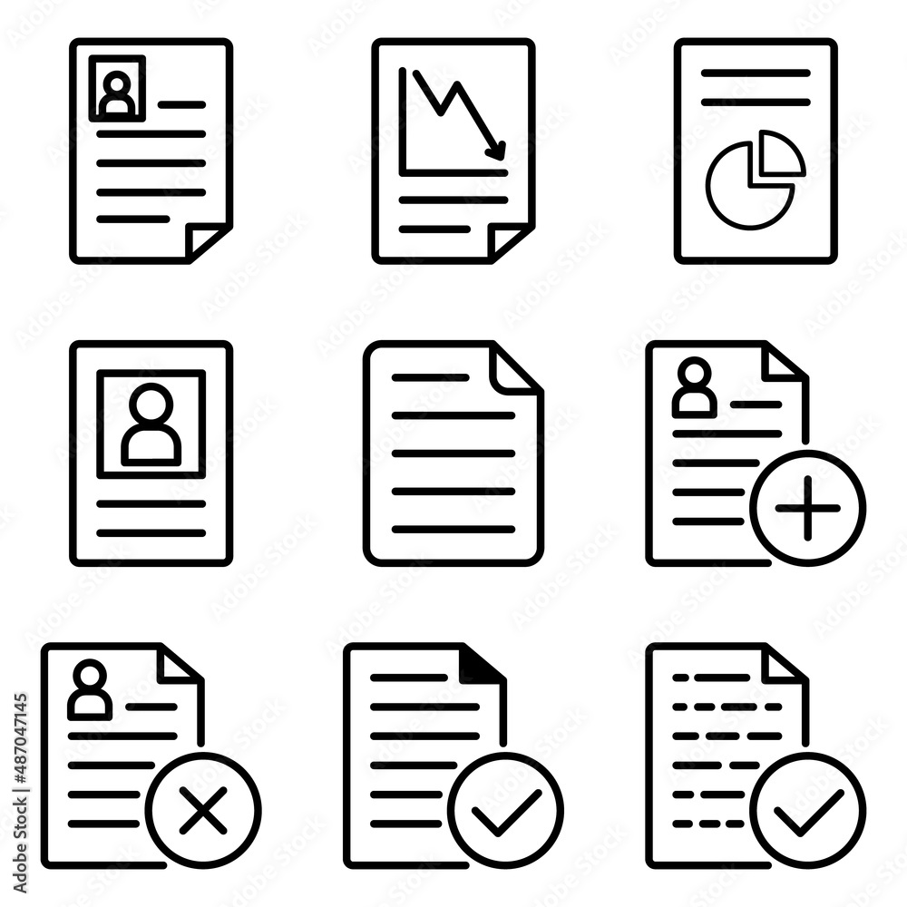 Docs Flat Icon Set Isolated On White Background Docs Flat Icon Set Isolated On White Background