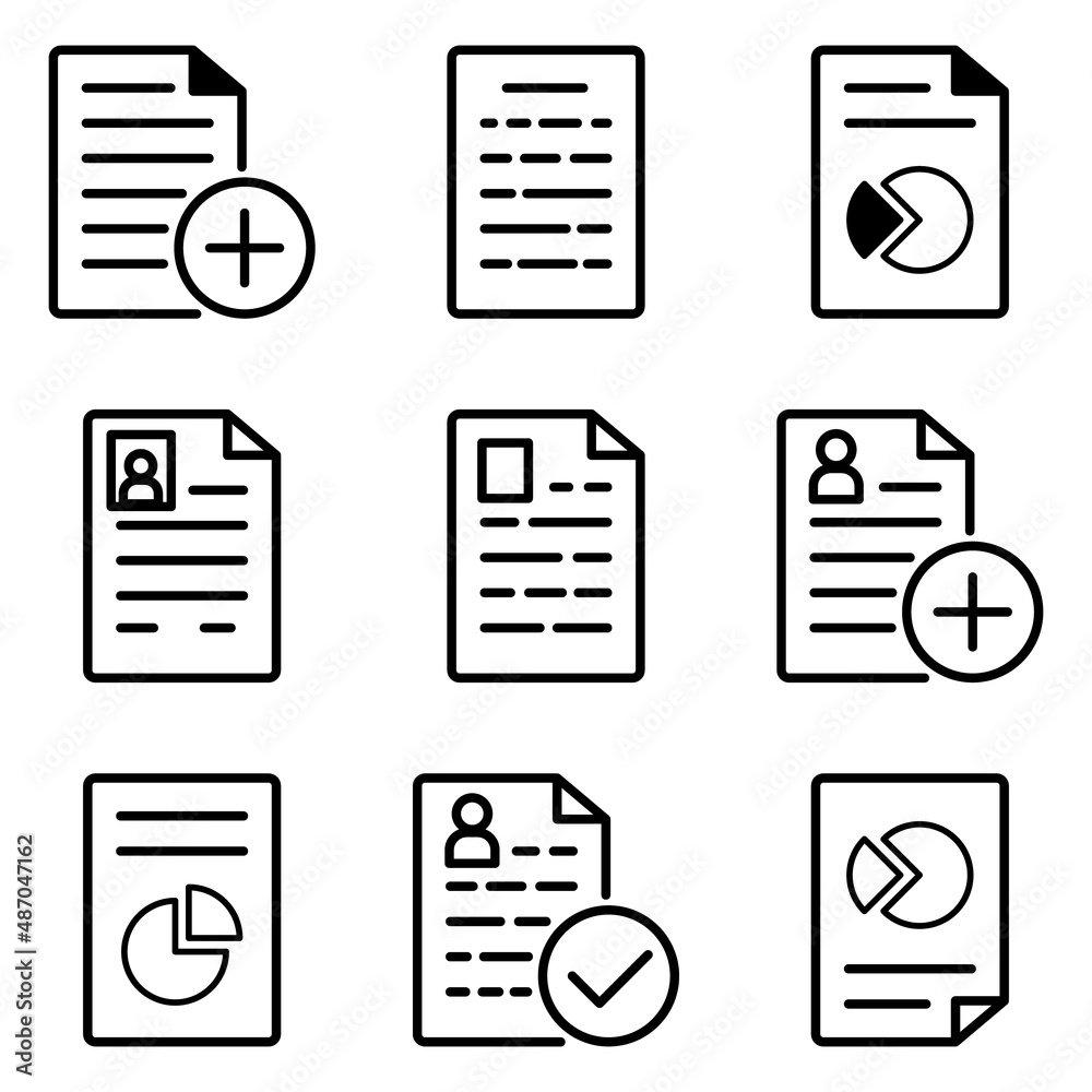 Docs Flat Icon Set Isolated On White Background Docs Flat Icon Set Isolated On White Background
