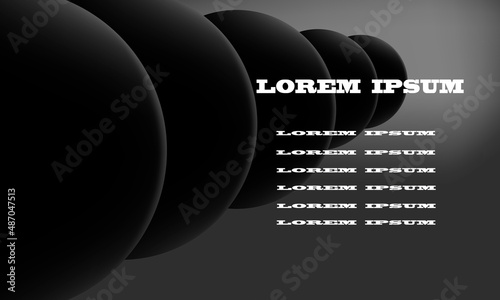 Abstract background in dark colors. Black balls on a gray background.