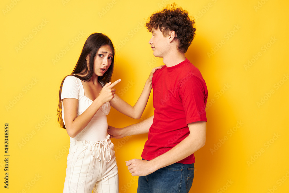 portrait of a man and a woman Friendship posing hugs together Lifestyle unaltered portrait of a man and a woman Friendship posing hugs together Lifestyle unaltered