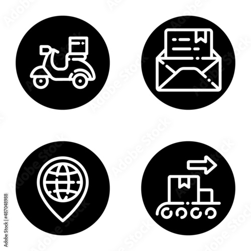 Delivery_glyph Flat Icon Set Isolated On White Background