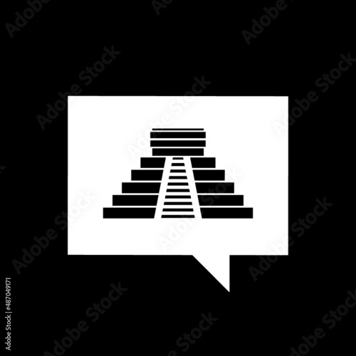 Chichen Itza in Mayan icon isolated on dark background
