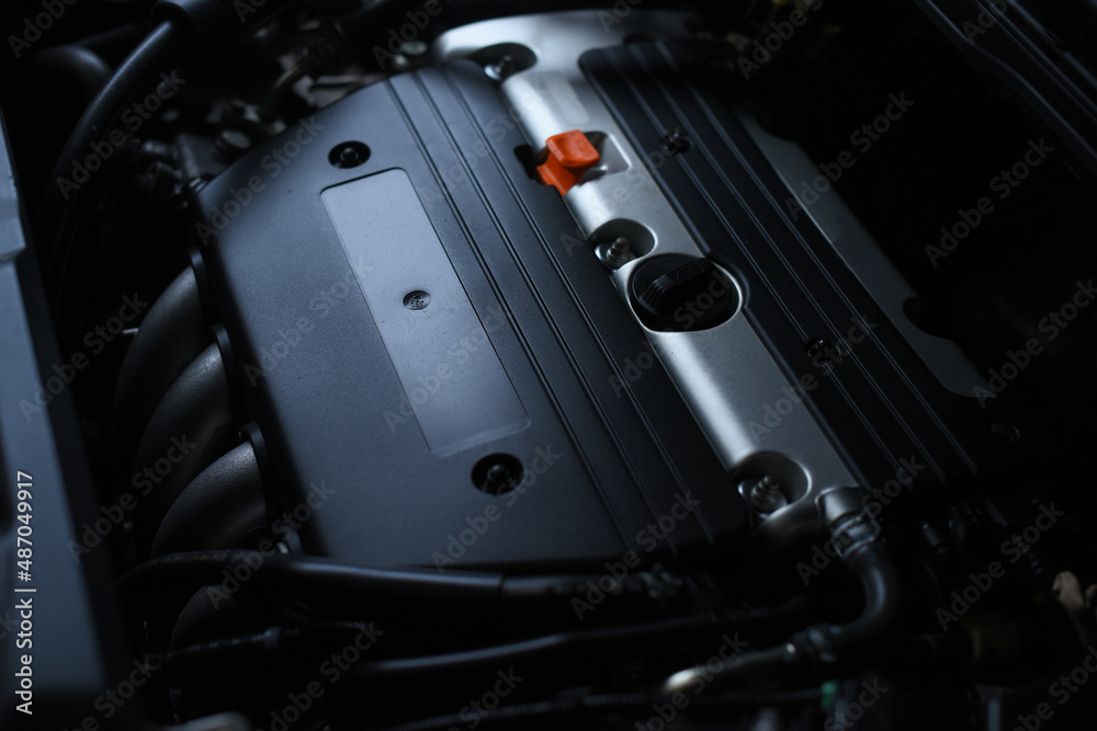 Fototapeta premium Engine oil check point inside