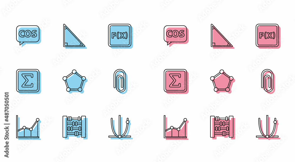 Set line Sigma symbol, Graph, schedule, chart, diagram, Tablet with calculator, Ringing bell, Geometric figure Sphere, Book word mathematics, Square and Calendar icon. Vector Set line Sigma symbol, Graph, schedule, chart, diagram, Tablet with calculator, Ringing bell, Geometric figure Sphere, Book word mathematics, Square and Calendar icon. Vector