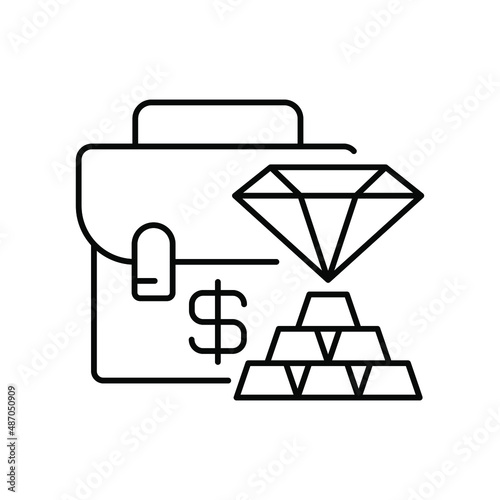 type of investment portfolio - precious metals and precious stones. Line icon