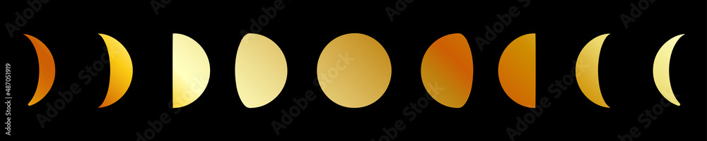 Celestial Moon phases in gold