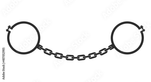 Empty latched handcuffs. Flat vector illustration isolated on white background.