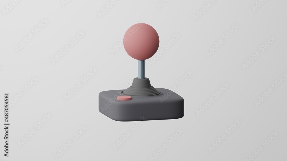 Minimalism Joystick, video games symbol. Isolated on white background. 3d rendering Minimalism Joystick, video games symbol. Isolated on white background. 3d rendering
