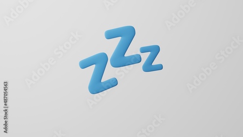 Minimalism Sleep, ZZZ emoji, Sleeping Symbol. Isolated on white background. 3d rendering photo