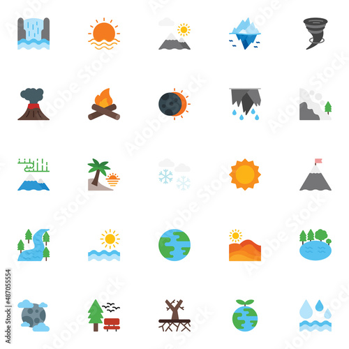 Nature Icons in Flat style for any purposes. Perfect for website mobile app presentation
