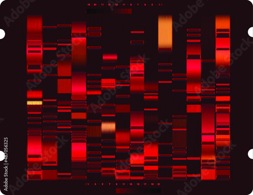 Vector graphic template of blue hues monochromatic big genomic data visualization, DNA test and genome map sequence.