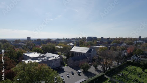 Wallpaper Mural Drone parallax of Church in town Torontodigital.ca