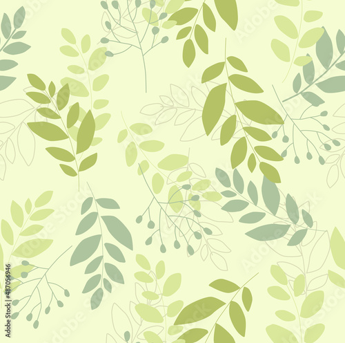 Print. Seamless vector background with foliage. Botanical pattern. Green floral pattern. Wedding decoration. paper  fabric  wallpaper