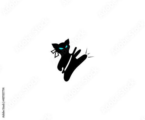 Ninja cat Logo Icon Template Design Vector Symbol . Vector Illustration.