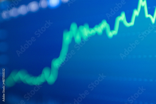 Abstract finance curve blue background Investment, marketing concept.Blurred background. photo