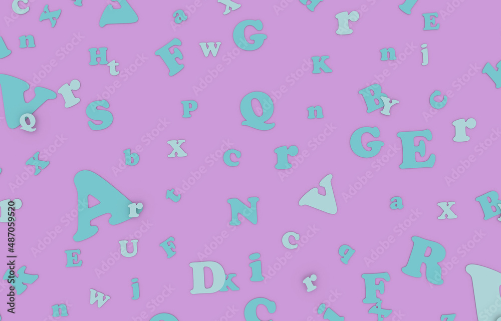 English letters of the alphabet are blue on a pink background English letters of the alphabet are blue on a pink background