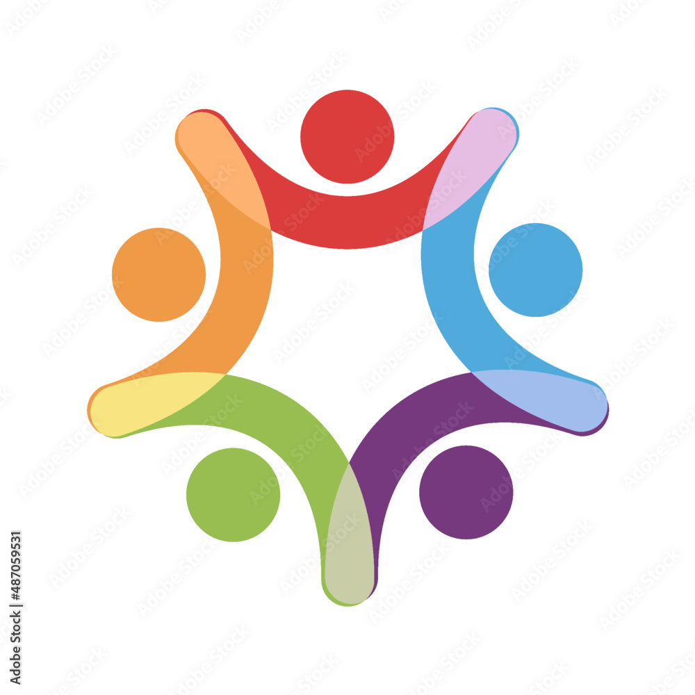 Community care people, social unity concept vector logo with bright colors Community care people, social unity concept vector logo with bright colors