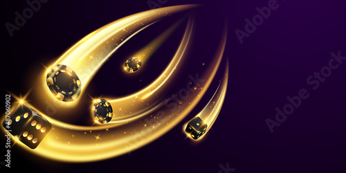 3D Rendering Casino Background Design Vector illustration of colorful casino poker chips in dark background.