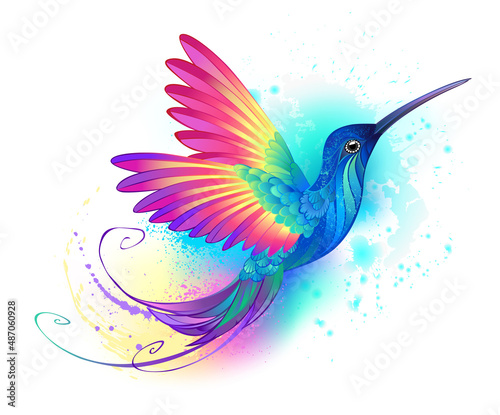 Fotografie, Obraz Exotic rainbow hummingbird