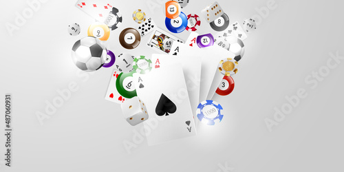 3D Rendering Casino Background Design Vector illustration of colorful casino poker chips in dark background.