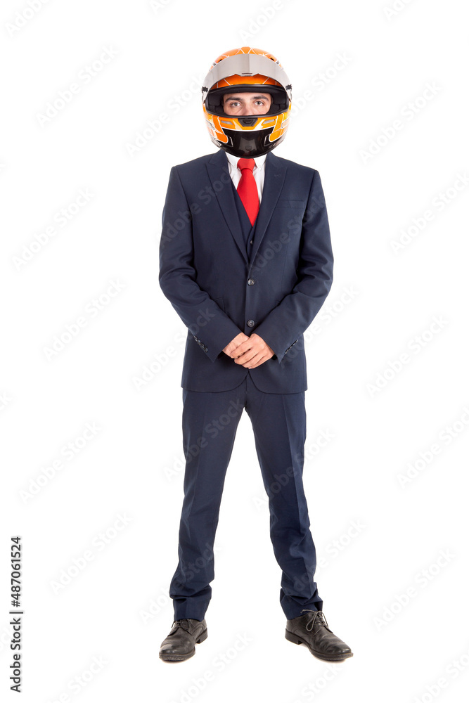 Businessman with helmet isolated in white Businessman with helmet isolated in white