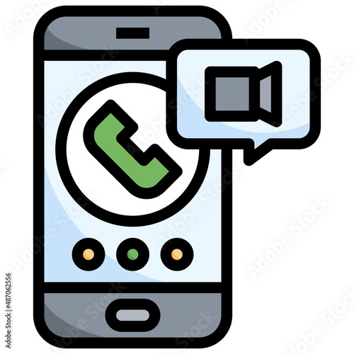 VIDEOCALL filled outline icon,linear,outline,graphic,illustration