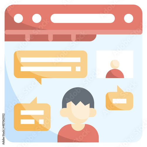WEBINAR flat icon,linear,outline,graphic,illustration