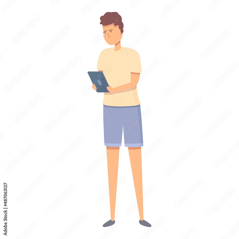 Child reading icon cartoon vector. Online read. Book study Child reading icon cartoon vector. Online read. Book study