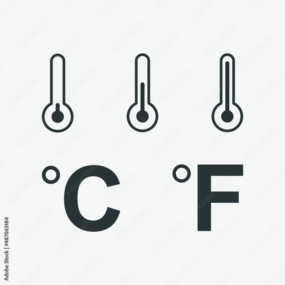 set of thermometer, weather, temperature, celsius, fahrenheit icon vector symbol set of thermometer, weather, temperature, celsius, fahrenheit icon vector symbol