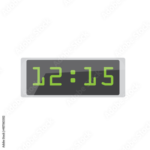 Digital alarm clock, vector illustration flat icon, alarm with digital number - flat design vector illustration on white