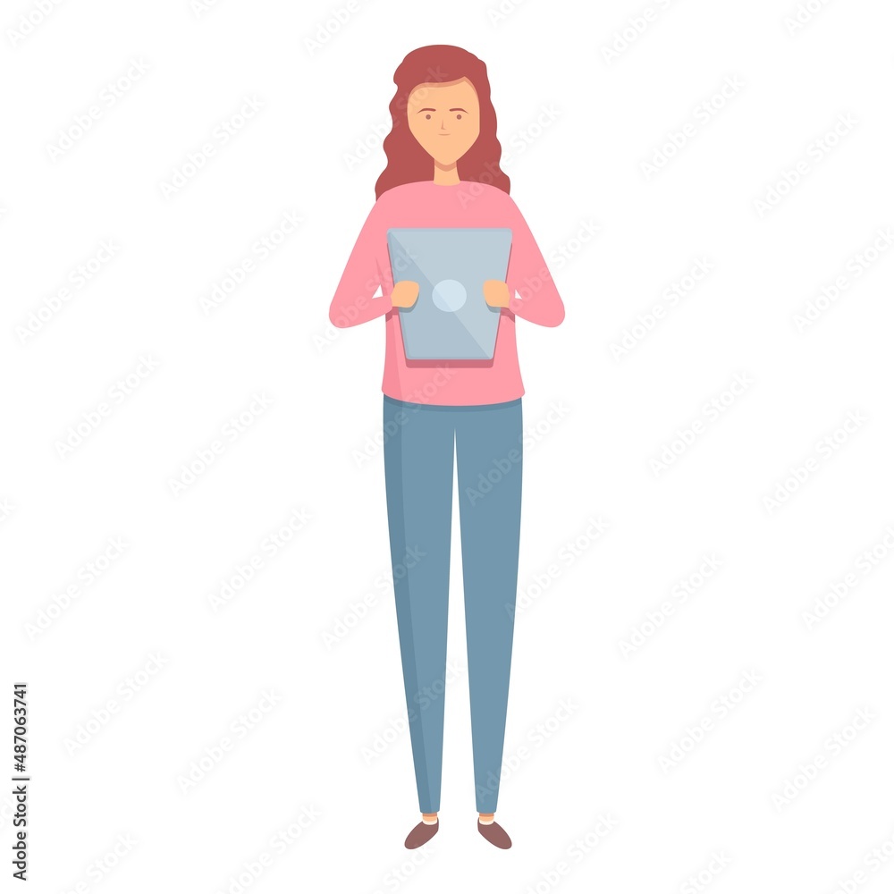 Girl reading icon cartoon vector. Read book. Online library Girl reading icon cartoon vector. Read book. Online library