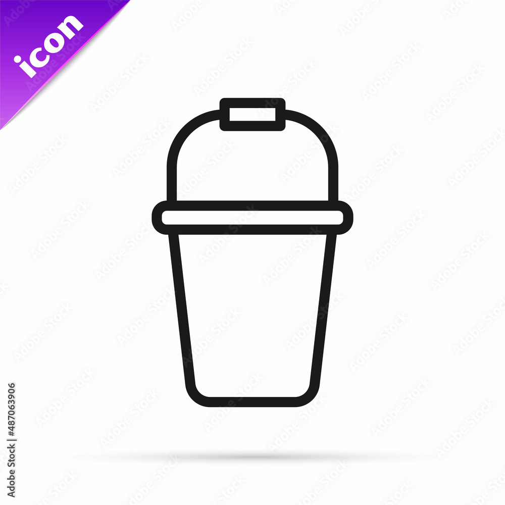 Black line Bucket icon isolated on white background. Vector Black line Bucket icon isolated on white background. Vector