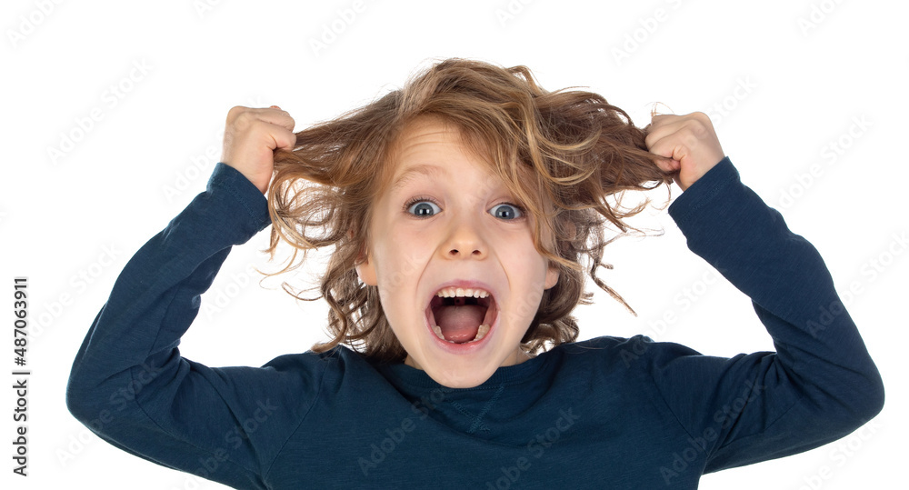 Excited child pulling his hair out Stock Photo Adobe Stock