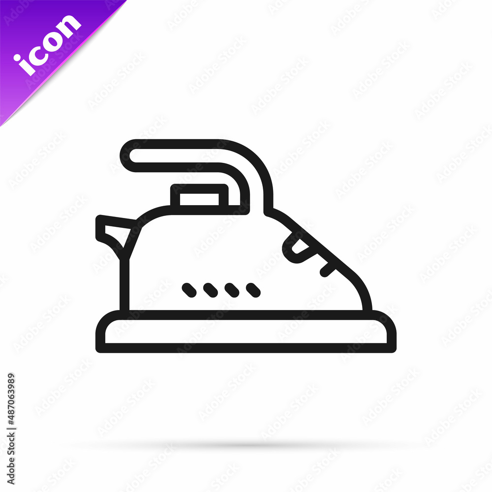 Black line Electric iron icon isolated on white background. Steam iron. Vector Black line Electric iron icon isolated on white background. Steam iron. Vector