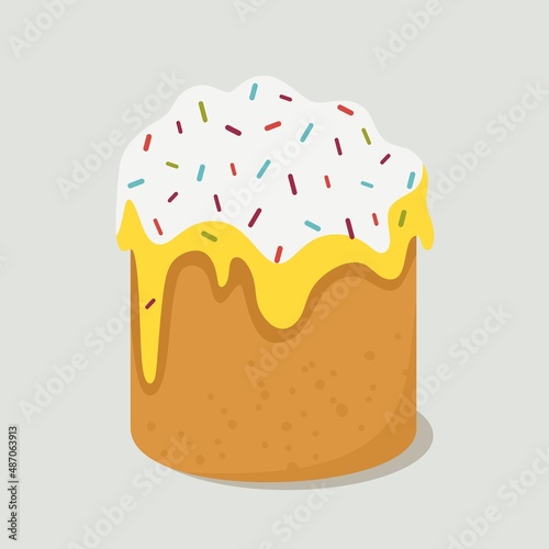 Festive Easter cake. Vector illustration in a flat style isolated on a white background