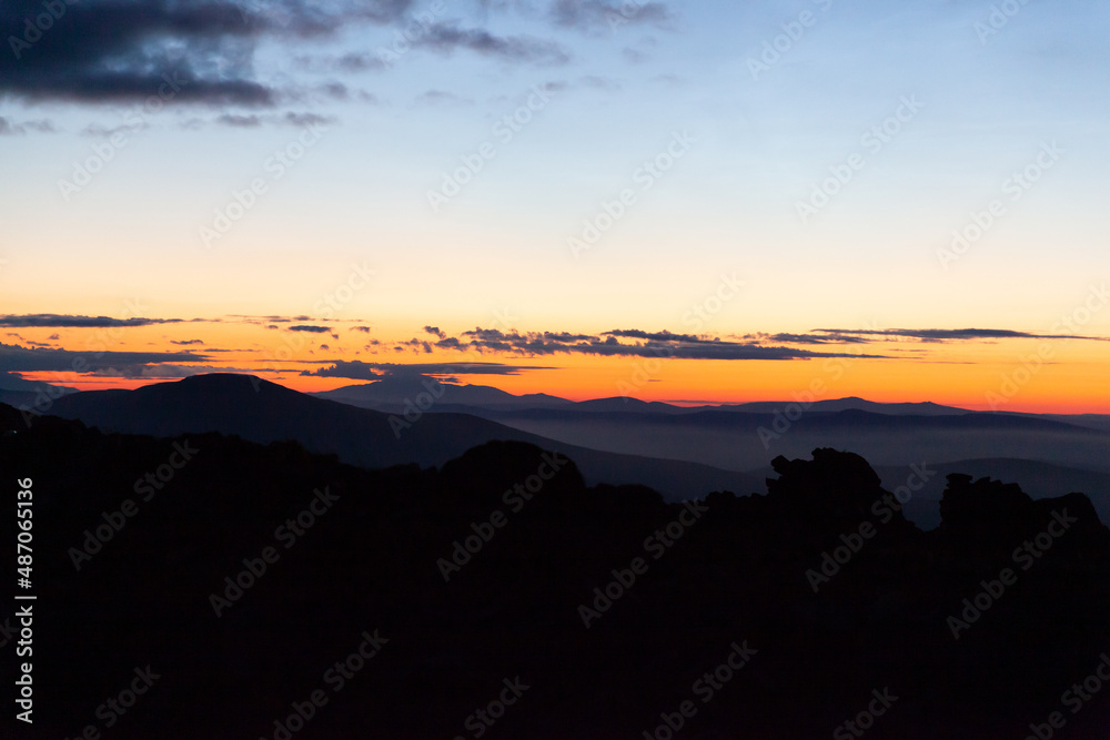 Sunset at Konzhakovskiy Kamen, Urals, Sverdlovsk Oblast, Russia