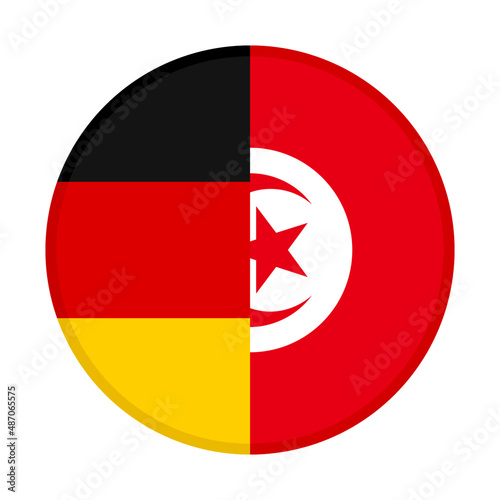 round icon with germany and tunisia flags. vector illustration isolated on white background
